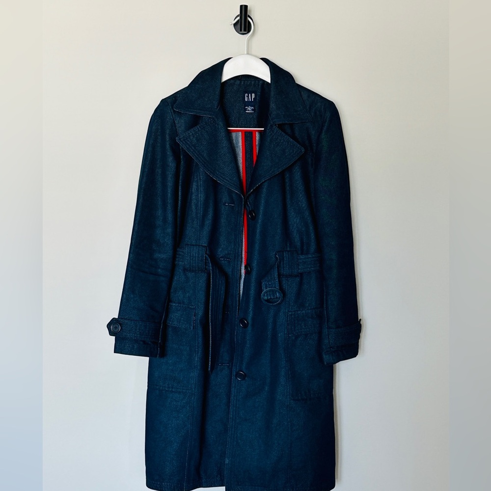 GAP Medium Women’s Indigo Jean Belted Trench Coat Jacket